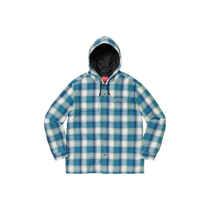 Supreme Quilted Hooded Plaid Shirt-0