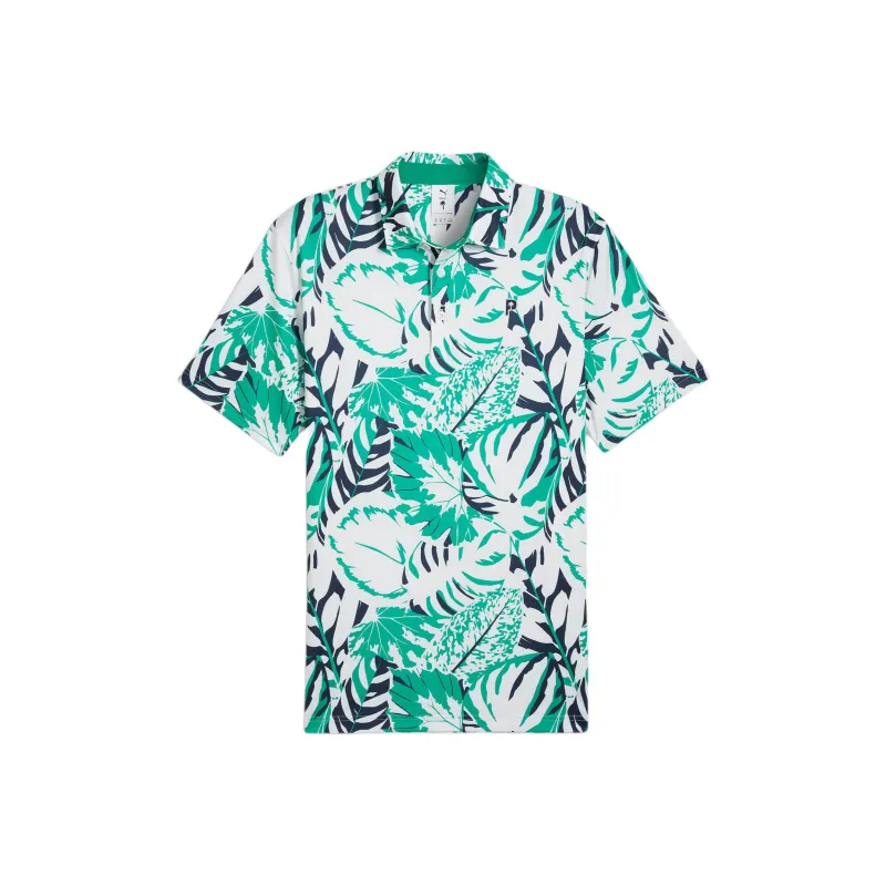 PUMA x PALM TREE CREW PALM TREE SS24 Palm Glitch Polo Shirt Men's Shiny Green - Fresh Mint-0