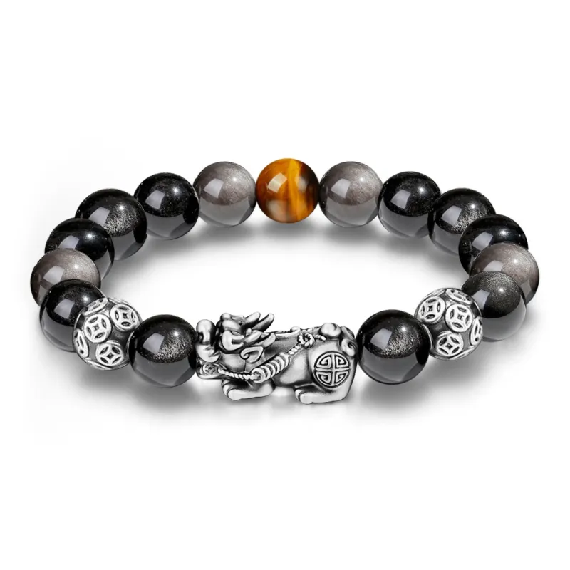 HAPPY BEAN Obsidian Bracelets Unisex-5