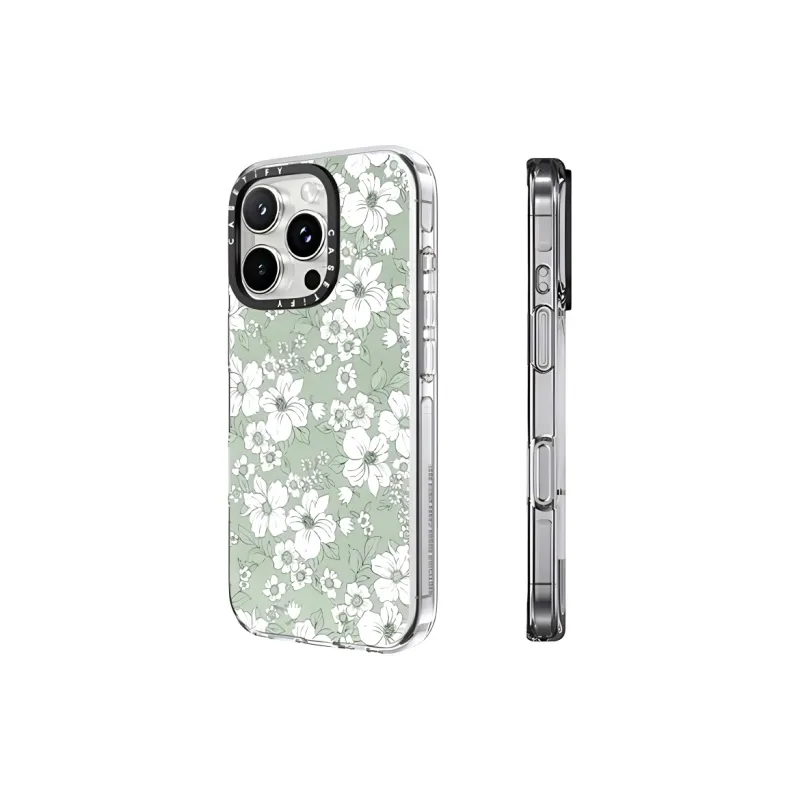 CASETIFY TPU Material Mint White Flower, Spring Floral Phone Cases Compatibility With IPhone 16 Collection Refreshing-1