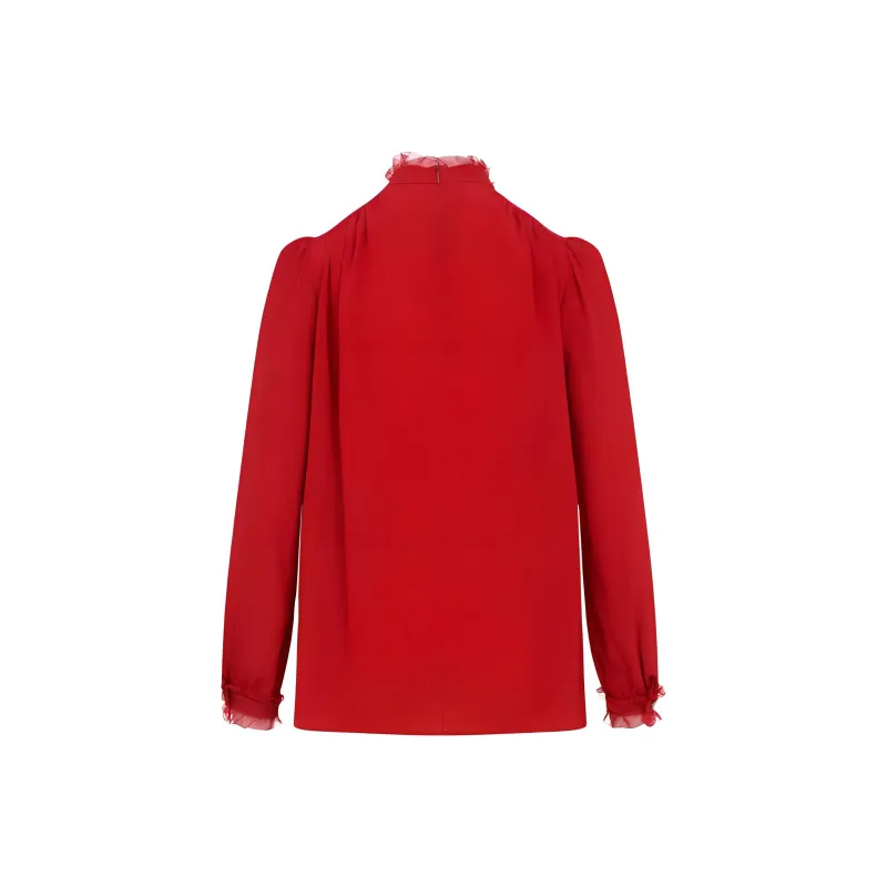 Valentino Lace Trim Ruffled Blouse-1