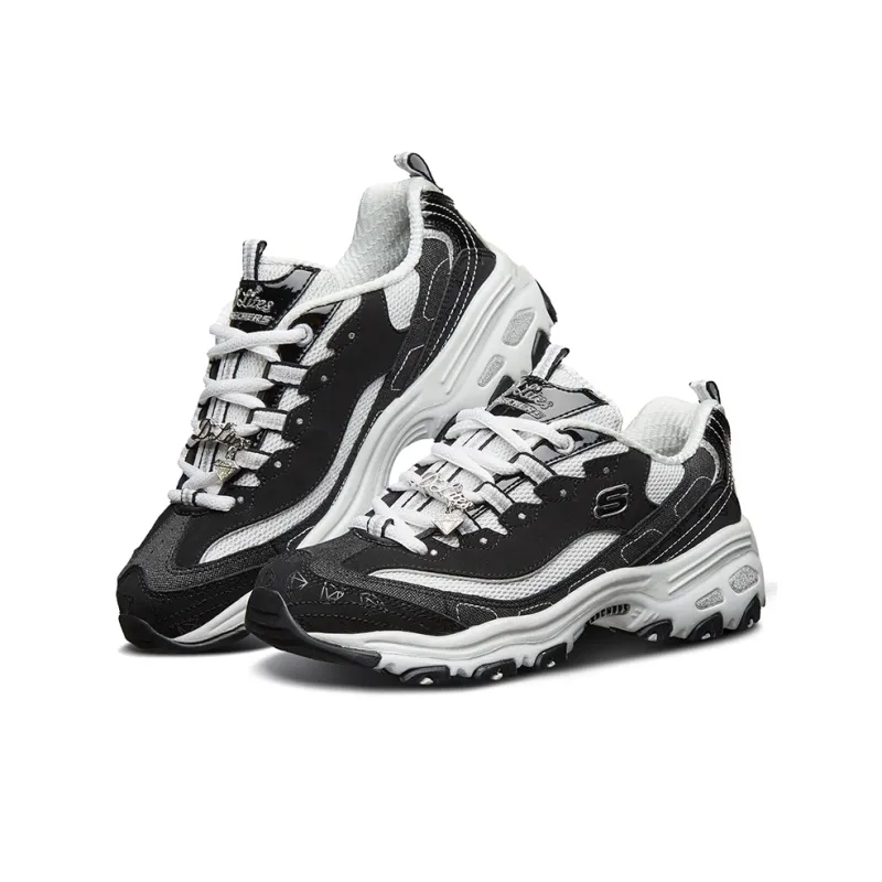 Skechers D'LITES 1.0 Panda Cushioning, Slip Resistant, And Breathable Low Top Chunky Sneakers Women's Black White-2