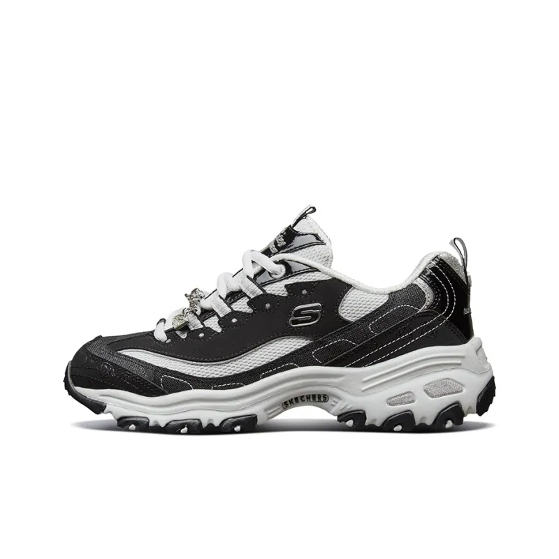 Skechers D'LITES 1.0 Panda Cushioning, Slip Resistant, And Breathable Low Top Chunky Sneakers Women's Black White-0
