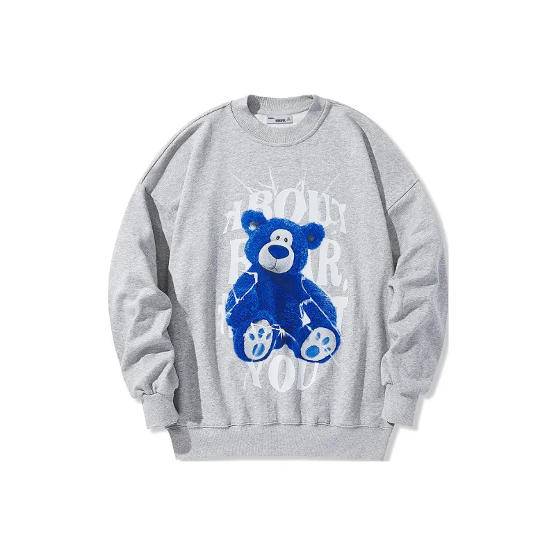 GUKUUL Bear Letter Print Loose Fit Pullover Sweatshirt Unisex-3