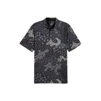 PUMA CLOUDSPUN Bloom Camo Golf Polo Shirt Men's Black
