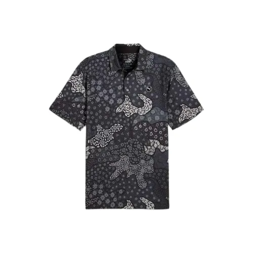 PUMA CLOUDSPUN Bloom Camo Golf Polo Shirt Men's Black