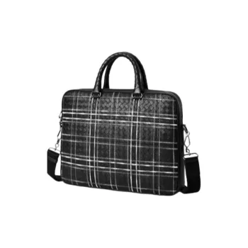 VIHUS Top Grain Cow Leather Portable Briefcase Men's Black