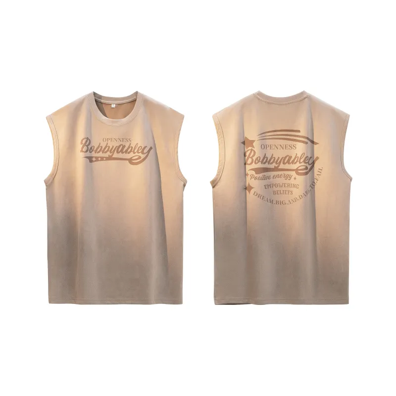BOBBY ABLEY Versatile Loose Fit Straight Fit Letter Moisture Wicking Sleeveless Tank Top Unisex-23