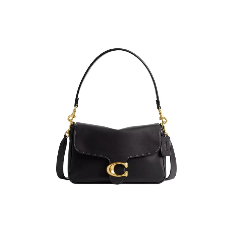 COACH Soft Tabby Leather Handbag, Shoulder Bag Medium Size Women's Black-0
