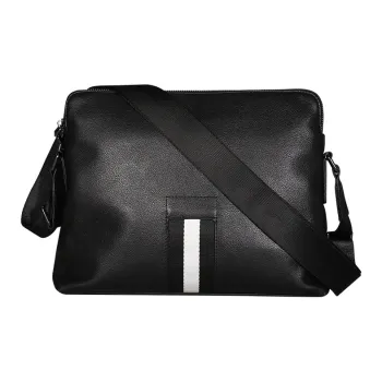 VIHUS Top Grain Cow Leather Shoulder Bag Men's Black