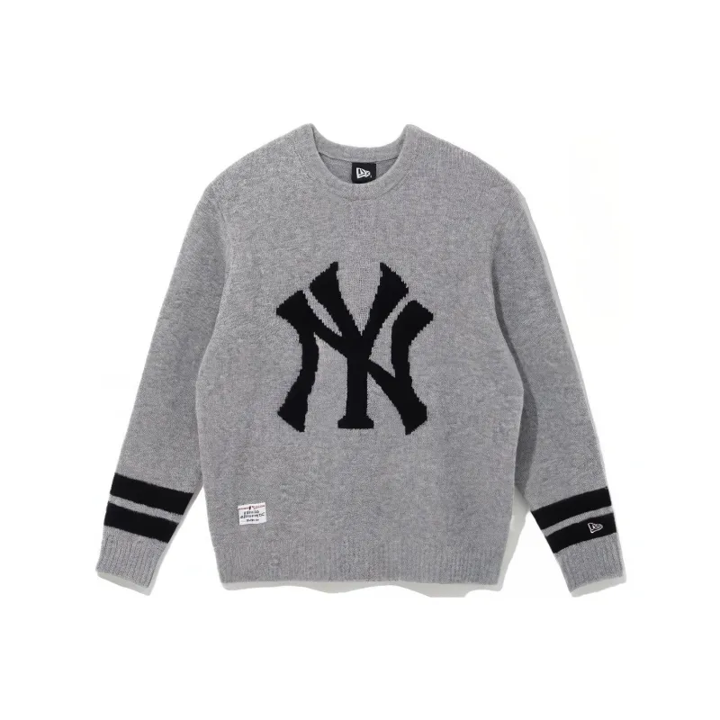 New Era X MLB New York Yankees Color Block Loose Sweater Gray-0