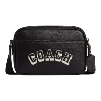 COACH Graham Leather Shoulder Bag Medium Size Men's Black