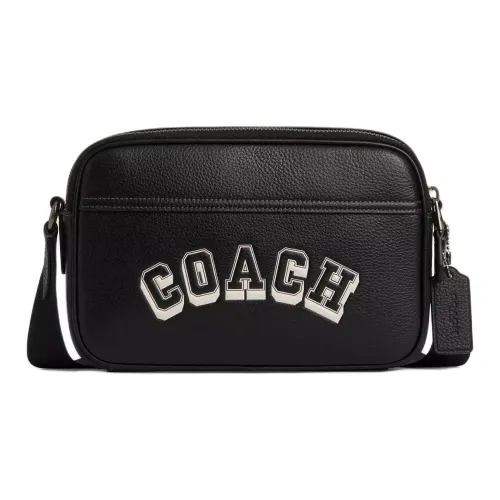 COACH Graham Leather Shoulder Bag Medium Size Men's Black