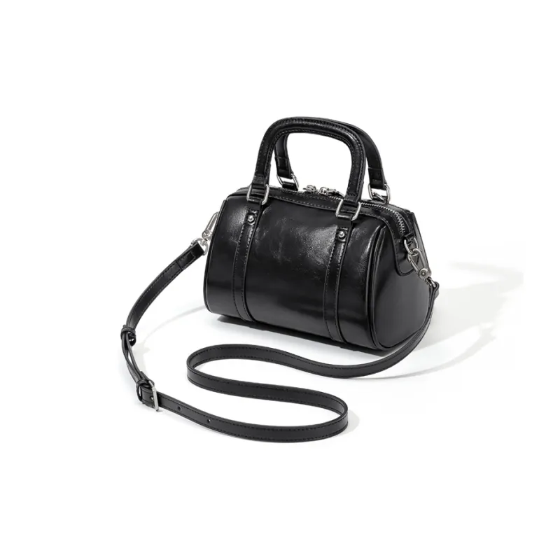CinvaiKrose Cow Leather With Synthetic Leather Shoulder Bag, Crossbody Bag, Handbag Small Size Women's Ecru/Black-7