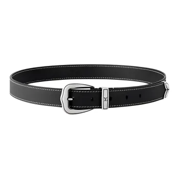 LOUIS VUITTON Metal Parts Belt Men's Black Width 2.5CM