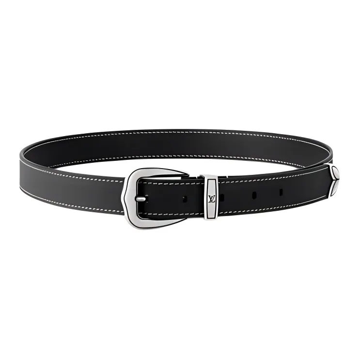 LOUIS VUITTON Metal Parts Belt Men's Black Width 2.5CM-0