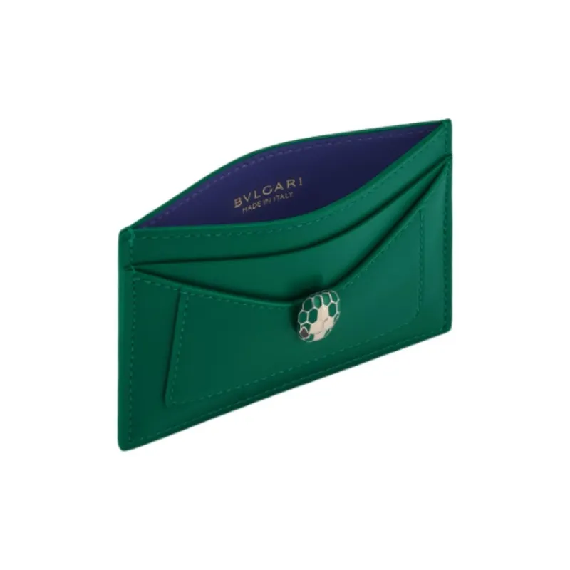 BVLGARI Serpenti Forever Series Calfskin Card Holder Women's Green-1