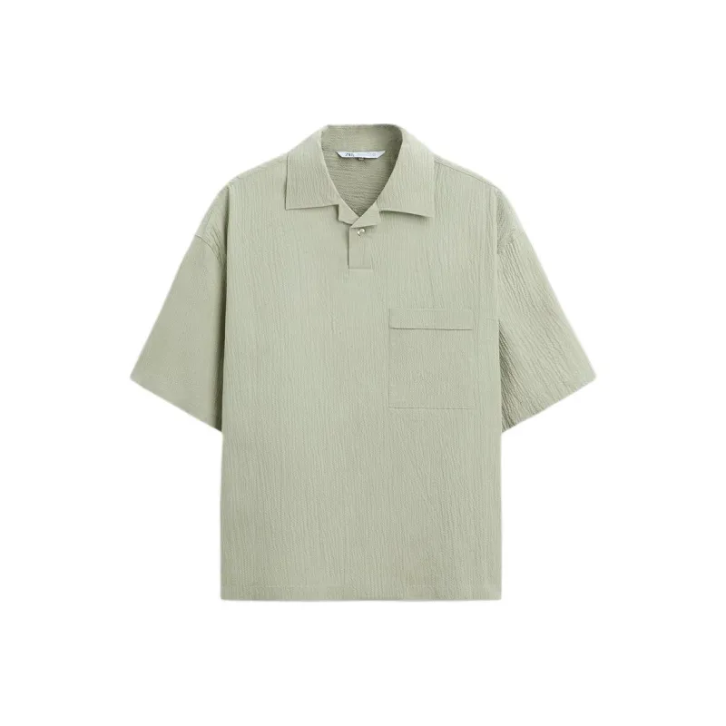 ZARA Polo Shirt Men's Light Green-0