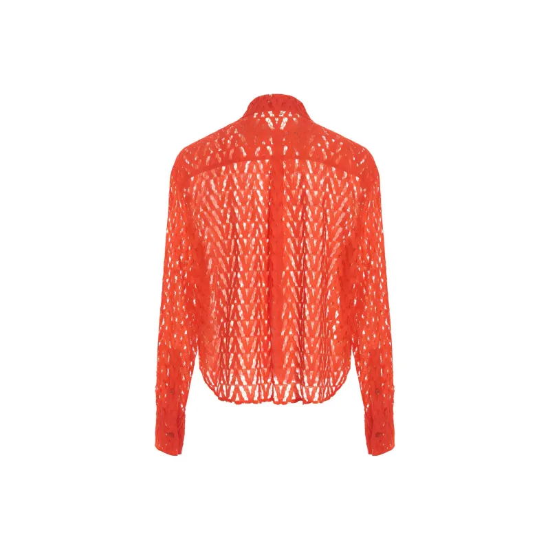Valentino Long-Sleeved Lace Shirt-1