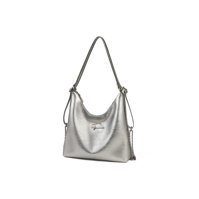 COMELY Cow Leather Tote Bag, Shopping Bag, Shoulder Bag, Backpack Regular Women's Silver-5
