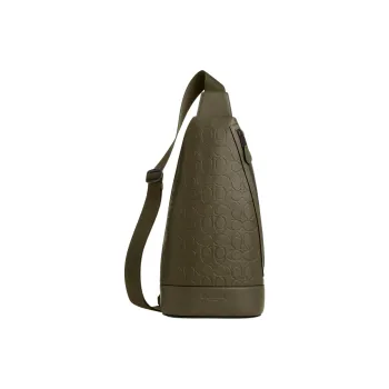 COACH Smooth Calf Leather Sling Bag Trumpets Men's Olive Umber