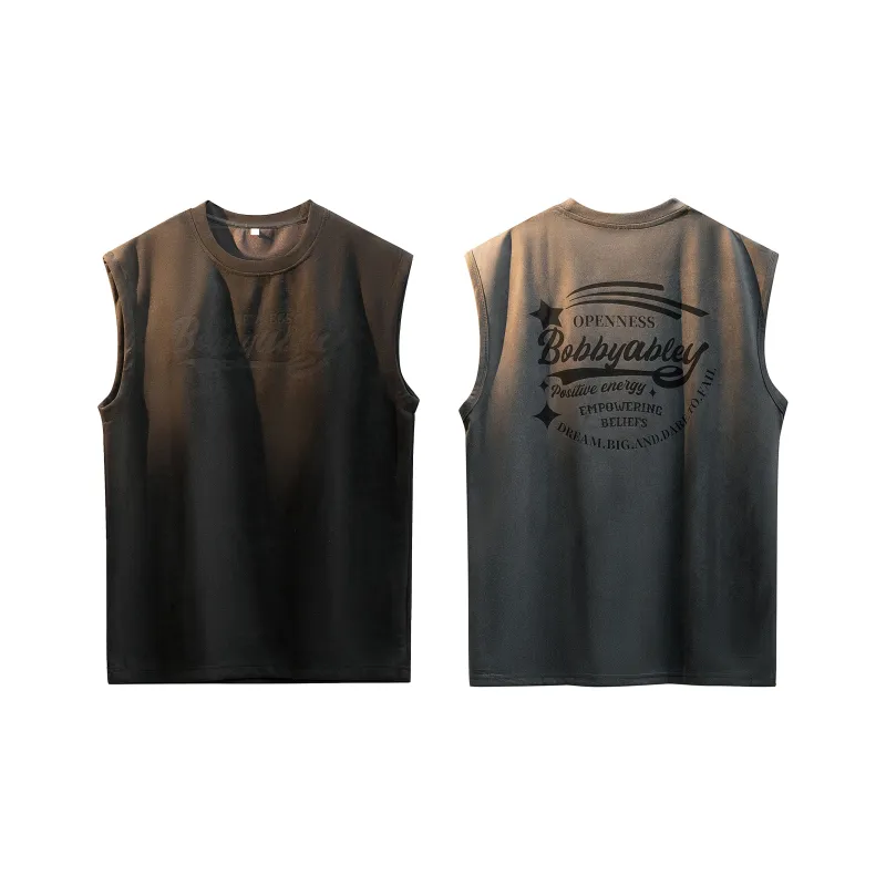BOBBY ABLEY Versatile Loose Fit Straight Fit Letter Moisture Wicking Sleeveless Tank Top Unisex-11