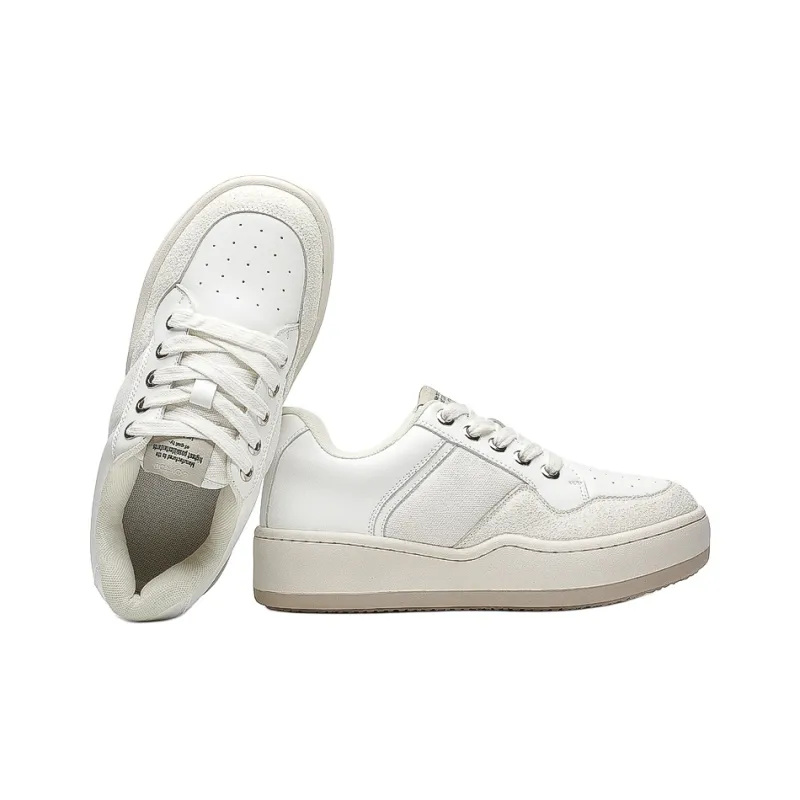 MUPPLE Lightweight Height Increasing Low Top Skateboard Shoes Unisex White-3