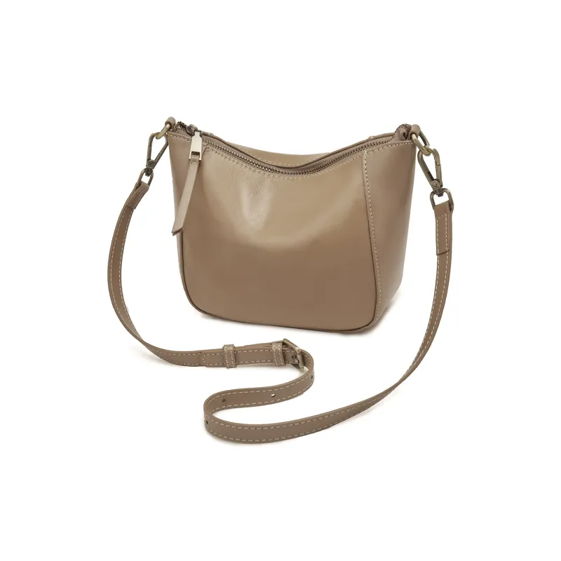 Old Man's Head Top Grain Cow Leather Crossbody Bag Regular Women's Black/White/Lemon/Khaki-18