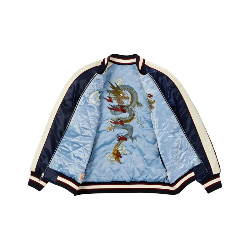 Evisu X PALACE Puffer Jackets Unisex Blue/Pink-2