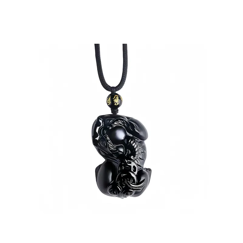 Lingxiang Yurun Obsidian Accessory, Zodiac Year Necklace Unisex-6