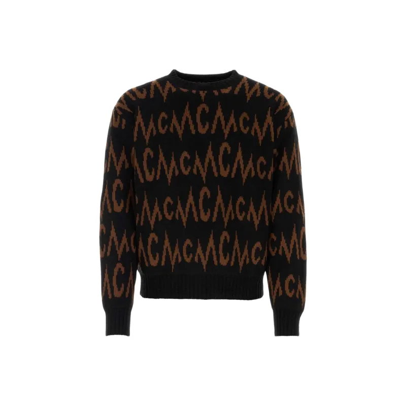 MCM Logo Intarsia Knitted Crewneck Jumper-0