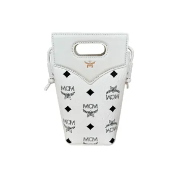 MCM Visetos Artificial Leather Shoulder Bag, Crossbody Bag, Handbag Women's White
