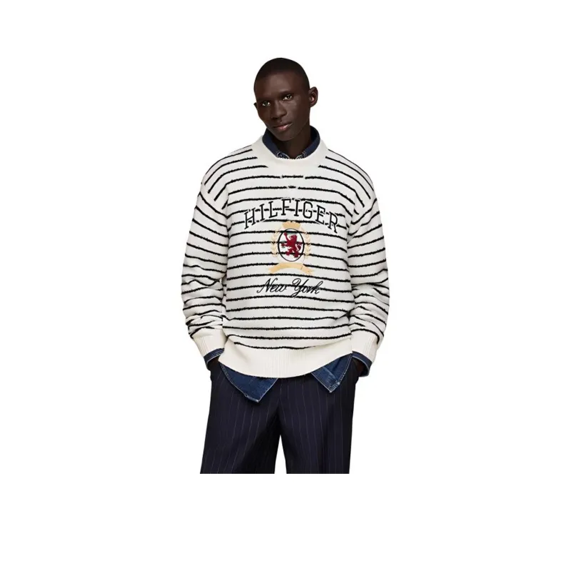 Tommy Hilfiger Sweater Men's Black White Stripes-0