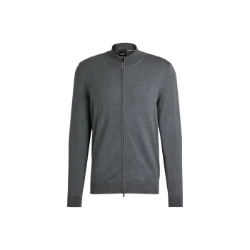HUGO BOSS Logo Embroidered Zipped Knit Cardigan