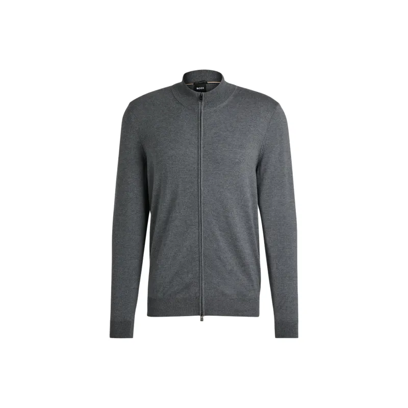 HUGO BOSS Logo Embroidered Zipped Knit Cardigan-0