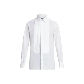 TOM FORD Pleated Bib collar Cotton Shirt