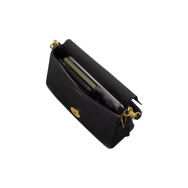 COACH Soft Tabby Leather Handbag, Shoulder Bag Medium Size Women's Black-3