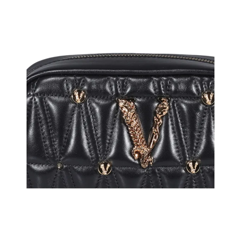 FANSIZHE VERSACE Lambskin Shoulder Bag, Crossbody Bag Women's Black-3