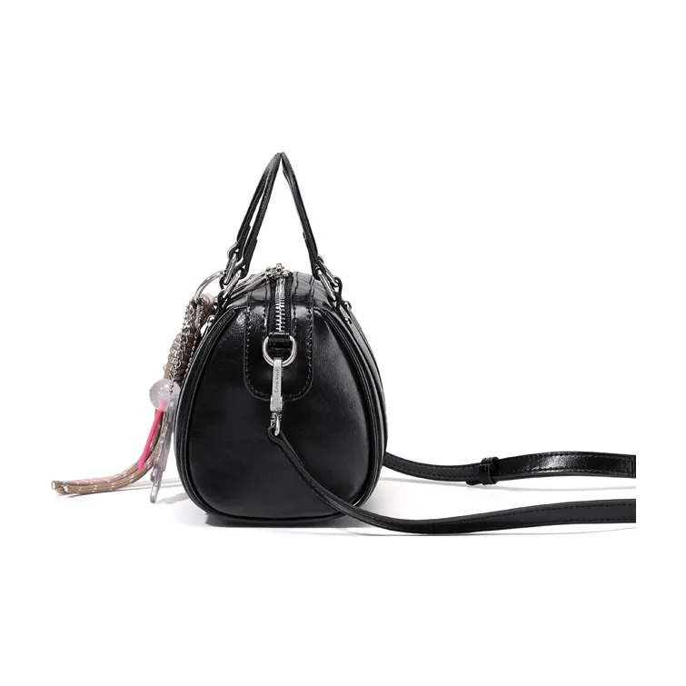 CinvaiKrose Cow Leather With Synthetic Leather Shoulder Bag, Crossbody Bag, Handbag Small Size Women's Ecru/Black-8
