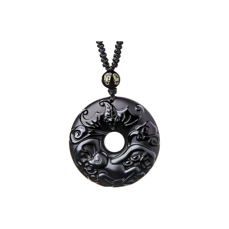 Lingxiang Yurun Obsidian Necklaces Unisex-11
