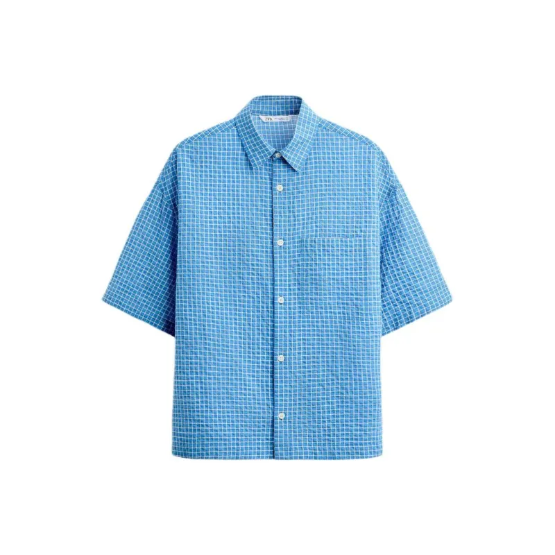 ZARA Shirts Men Dark Blue-0