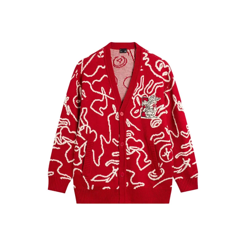 LiNing CNY Wanshi Green Pine Series Knitwear Unisex Agate Red Full-0