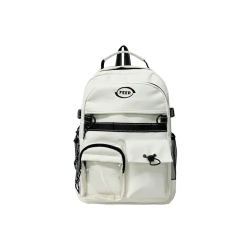 Single Warehouse Composite Cloth Backpack Unisex White/Black
