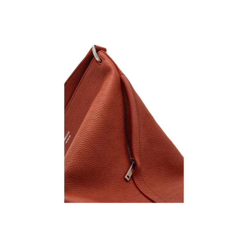 FERRAGAMO Hammered Texture Calfskin Sling Bag Medium Size Men's Brick Red-4