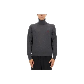Ami Paris Ami De Coeur Embroidery Turtleneck Sweater