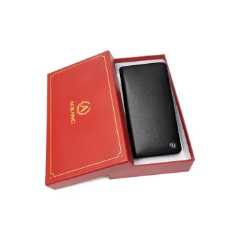 AOKANG Cow Leather With Synthetic Leather Wallet Men's Classic Black
