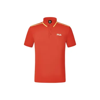 FILA Polo Shirt Men's National Flag Red Logo Standard Color