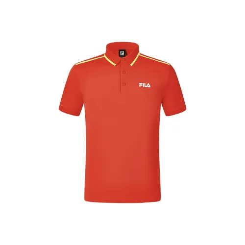 FILA Polo Shirt Men's National Flag Red Logo Standard Color