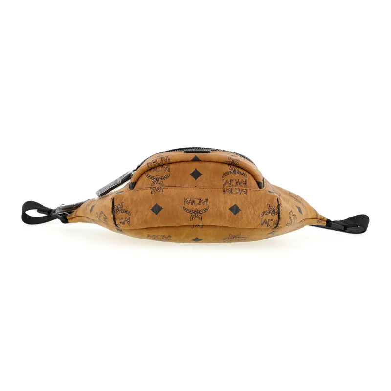 MCM Fursten Visetos Artificial Leather Sling Bag, Fanny Pack Mini Men's Brown Cognac-3