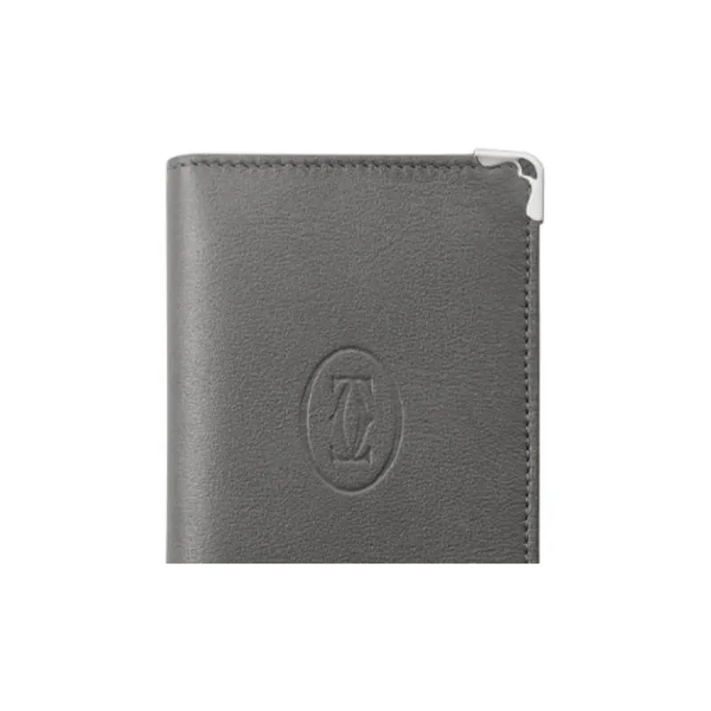 CARTIER Must De Cartier Calfskin Business Card Holder Card Case Women's Gray-3